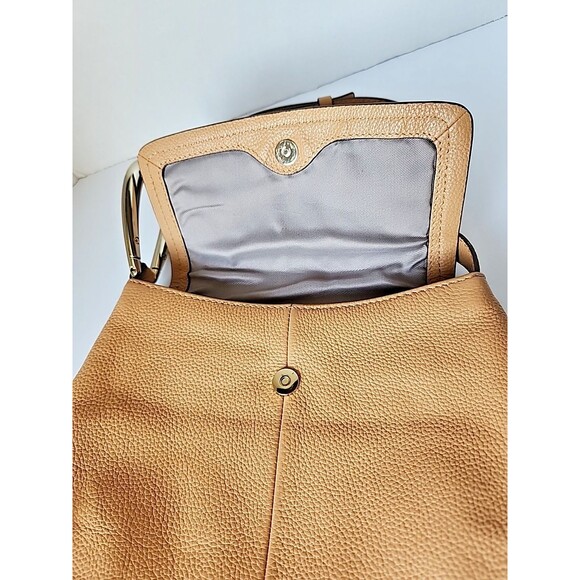 Vince Camuto Hilry Leather Crossbody Toffee Handbag Fold Over Snap Magnetic - Picture 2 of 15
